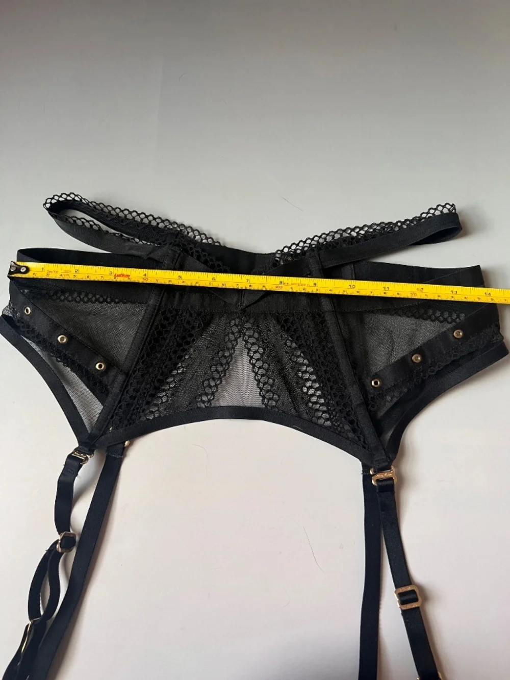 Honey Birdette Black Lace Strappy Garter Belt Suspender Size L - Picture 8 of 12